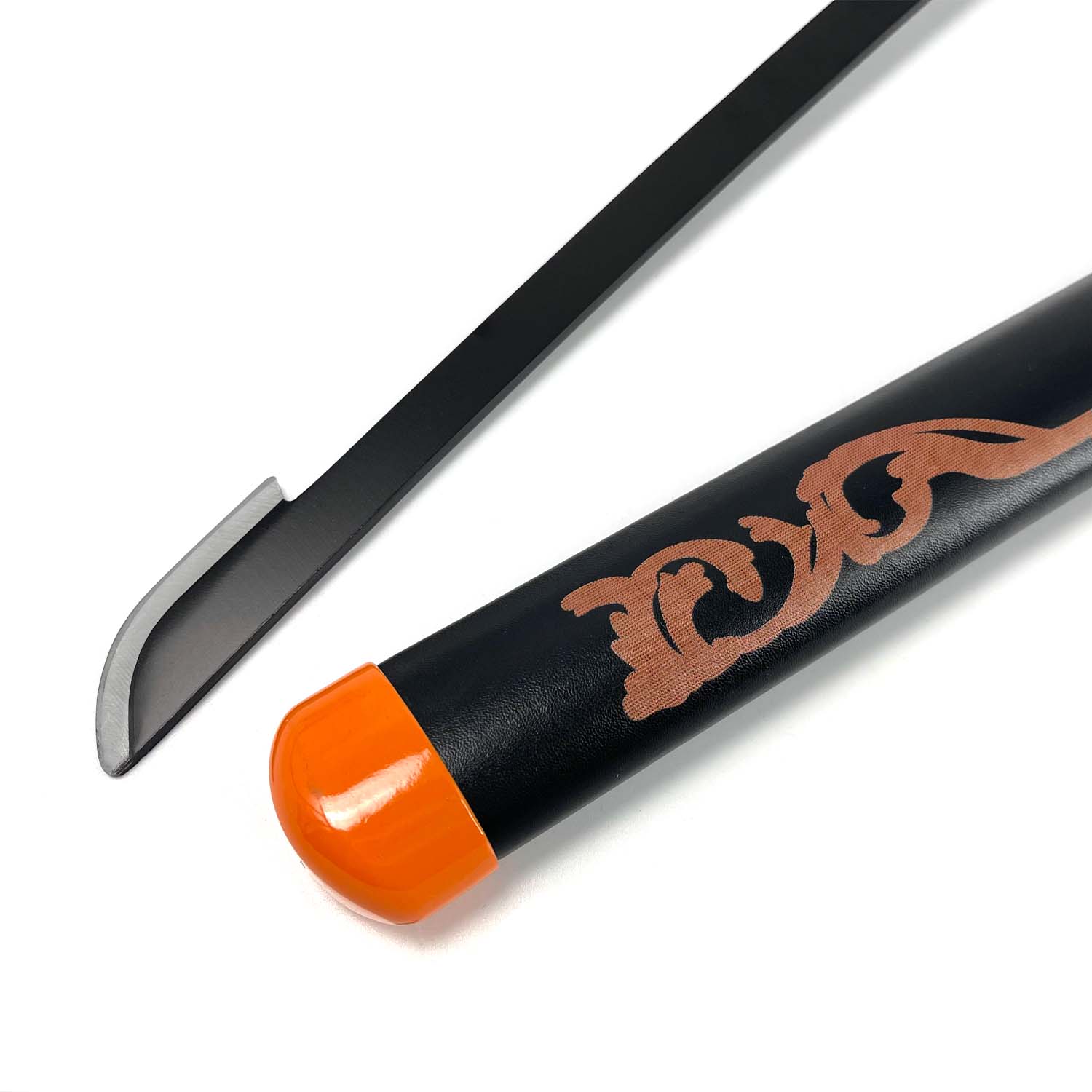 Guild Arms Metal Anime Demon Sword with a sleek black blade and decorative orange handle