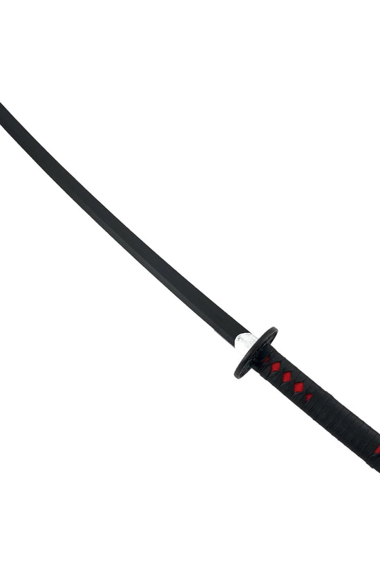 Guild Arms Metal Anime Demon Sword with a sleek black blade and decorative red accents on the handle