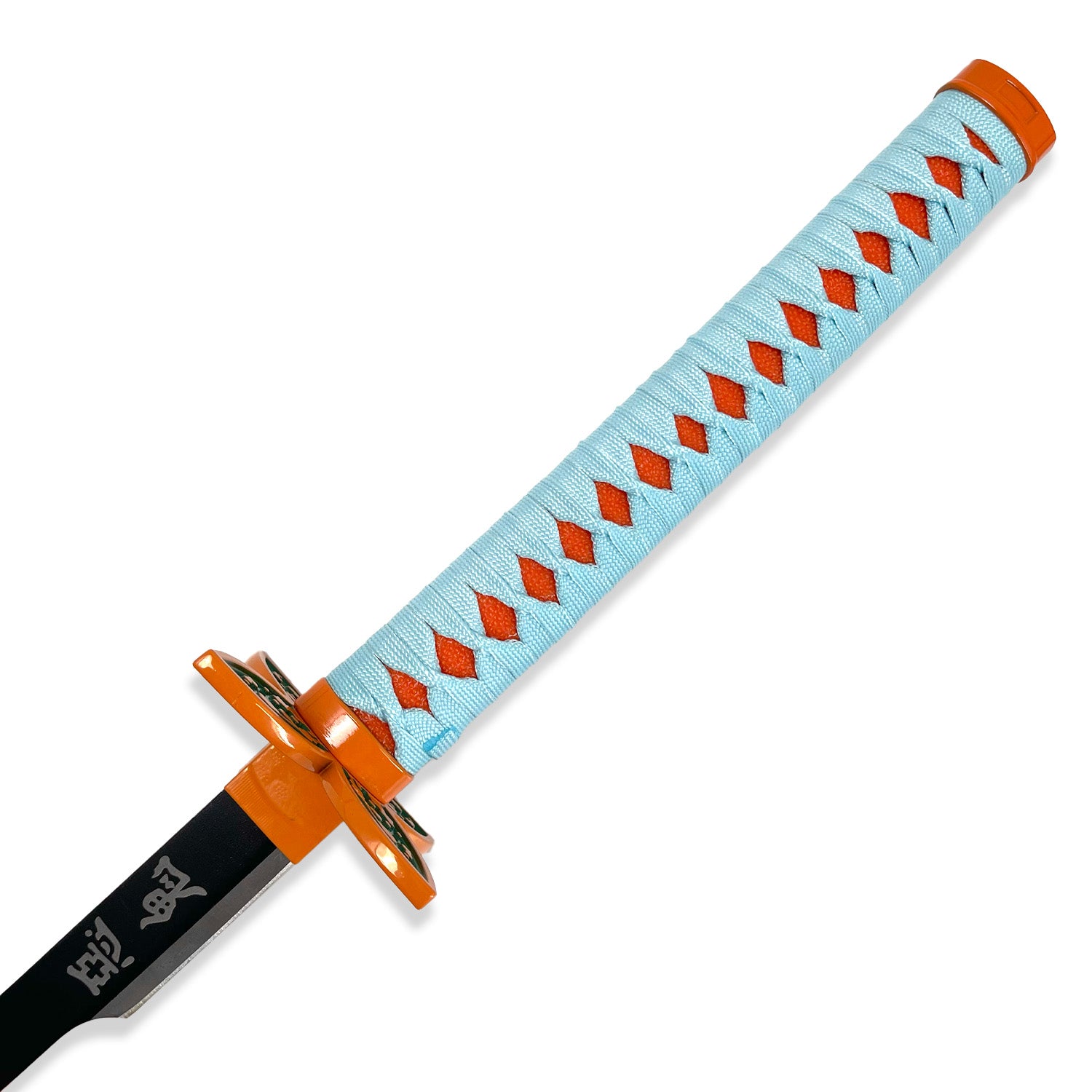 Guild Arms Metal Anime Demon Sword with orange and blue handle design and traditional tsuba