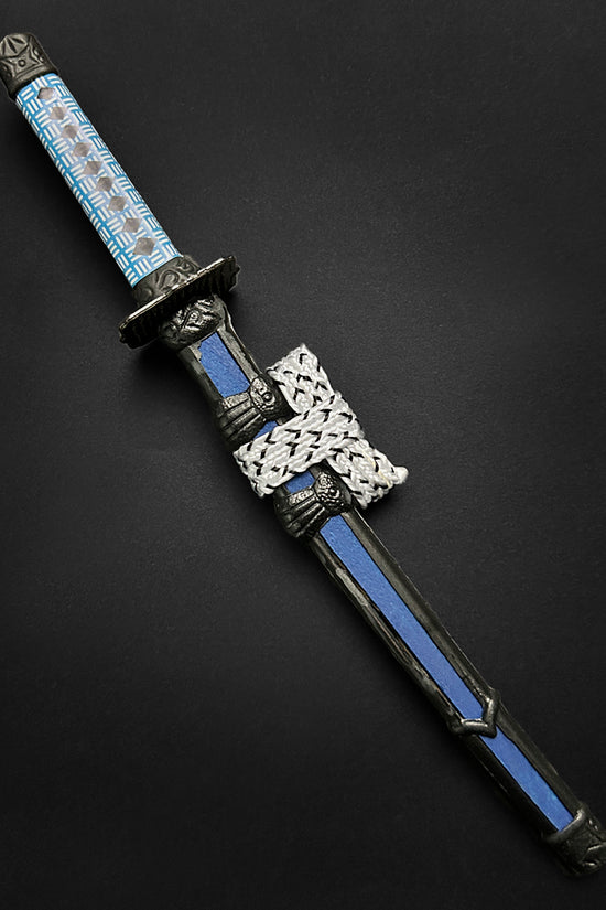 Guild Arms Mini Katana Letter Opener with detailed blue blade and decorative hilt