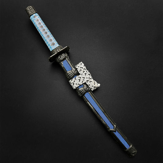 Guild Arms Mini Katana Letter Opener with detailed blue blade and decorative hilt