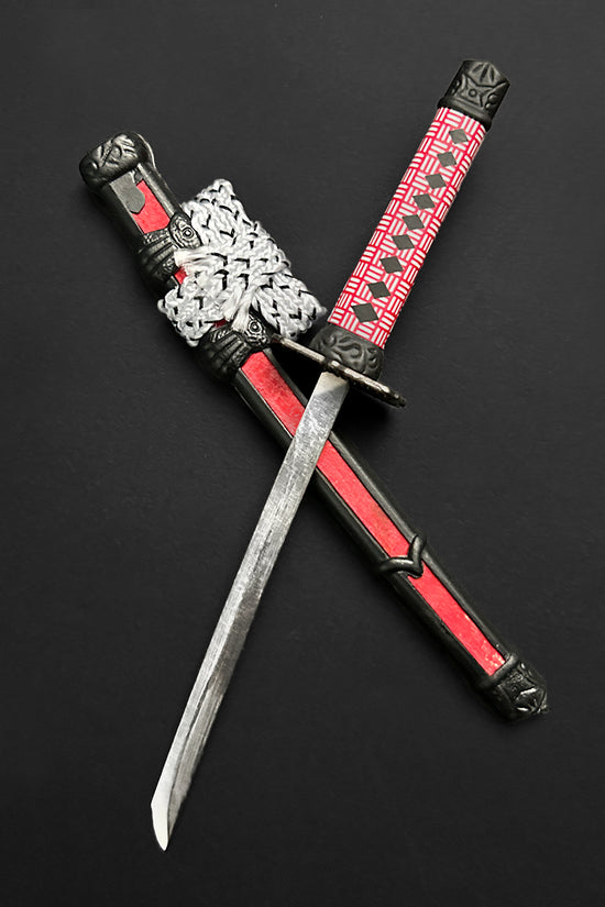 Guild Arms mini katana letter opener with intricate design and sleek blade for stylishly cutting through envelopes