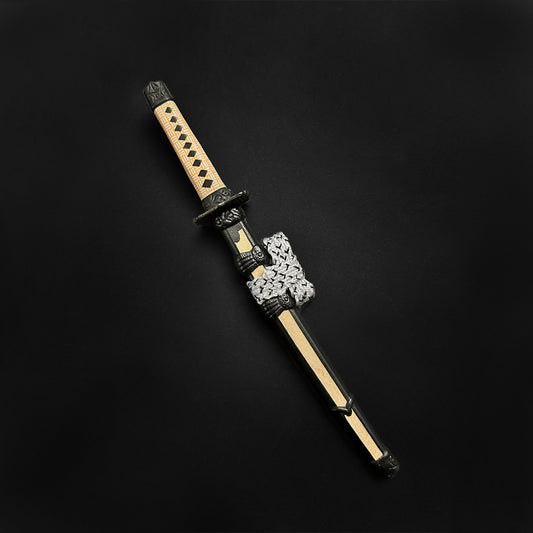 Mini Katana Samurai Sword Letter Opener by Guild Arms with intricate detailing on the handle