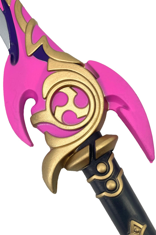 Guild Arms Mistsplitter Impact Foam Sword with vibrant pink and gold detailing for safe play