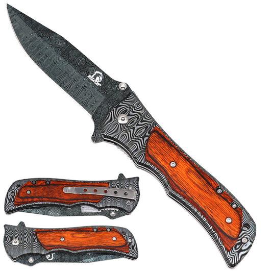 Pacific Solution Spring Assisted Pocket Knife with Mosaic Crochet Pattern on the handle and stylish design