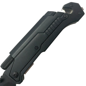 Guild Arms multi tool pocket knife for emergency EDC folding knife with flashlight in black