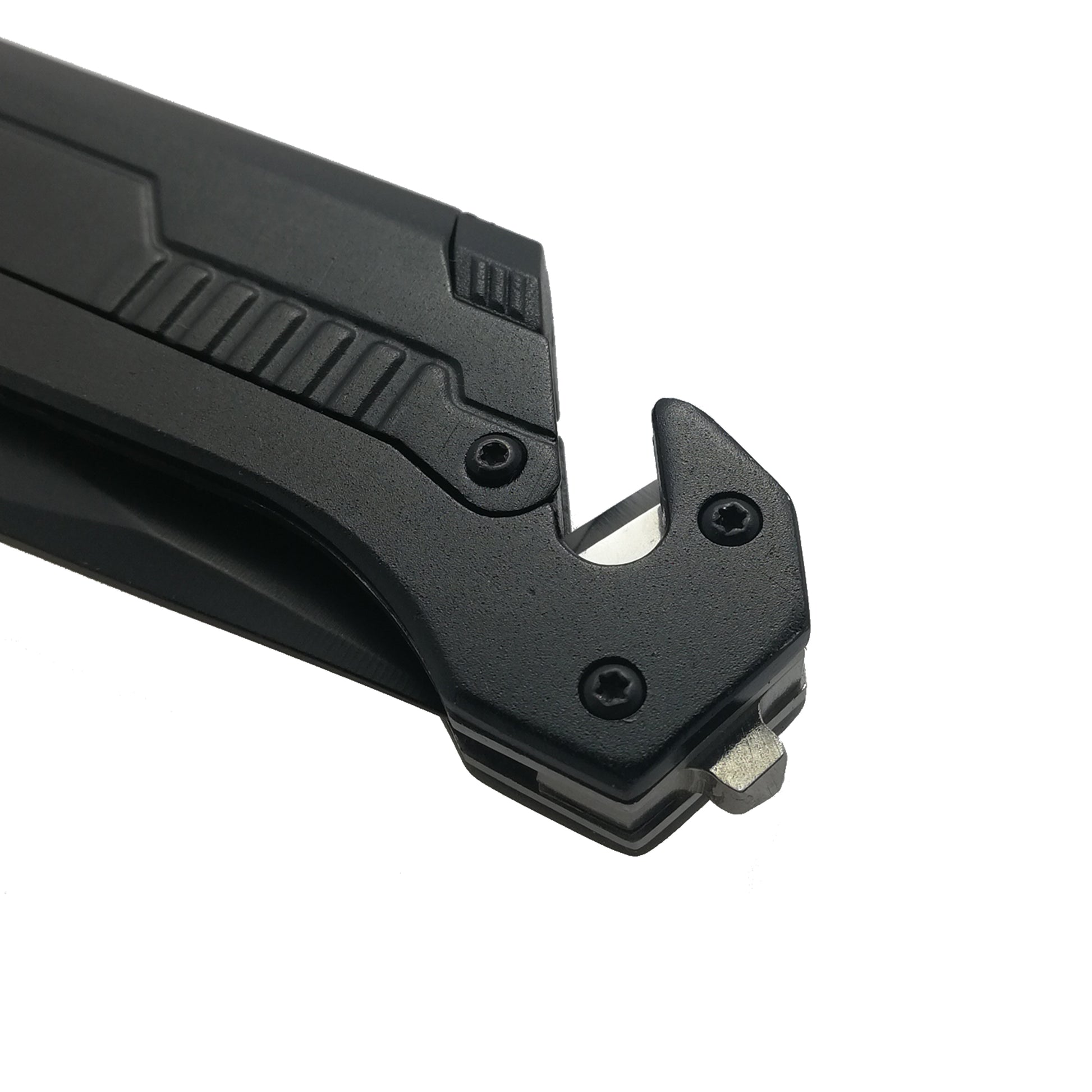 Guild Arms black multi tool pocket knife for emergency EDC folding knife with flashlight and textured grip