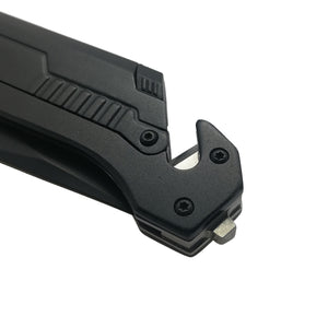 Guild Arms black multi tool pocket knife for emergency EDC folding knife with flashlight and textured grip