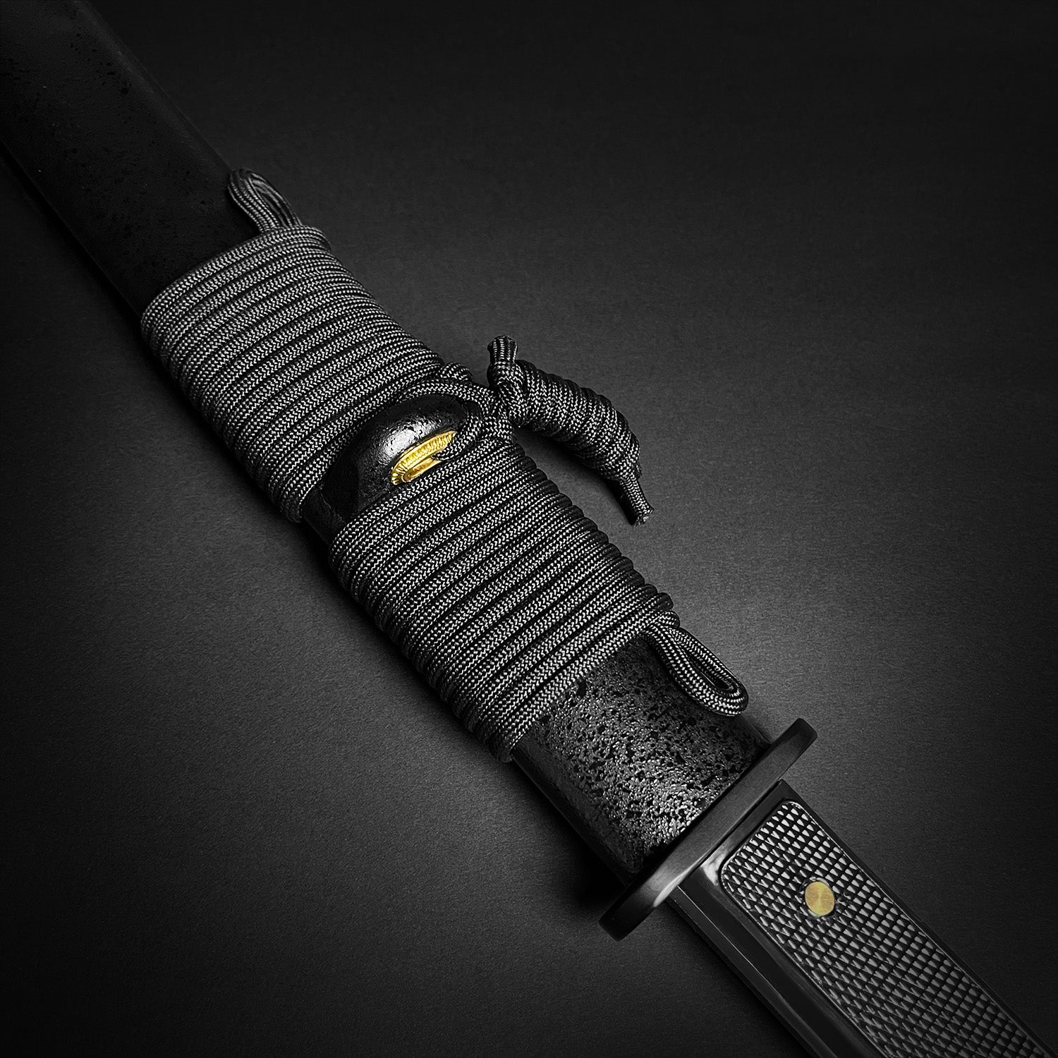 Musashi Modern Tactical Wakizashi with Black Handle and Durable Paracord Wrap for Combat Utility