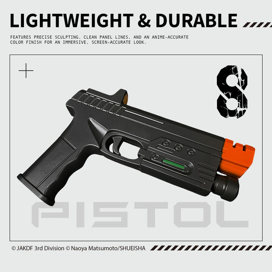 Officially Licensed Kaiju No. 8 Defense Force Kafka's Foam Pistol is lightweight and durable with precise sculpting