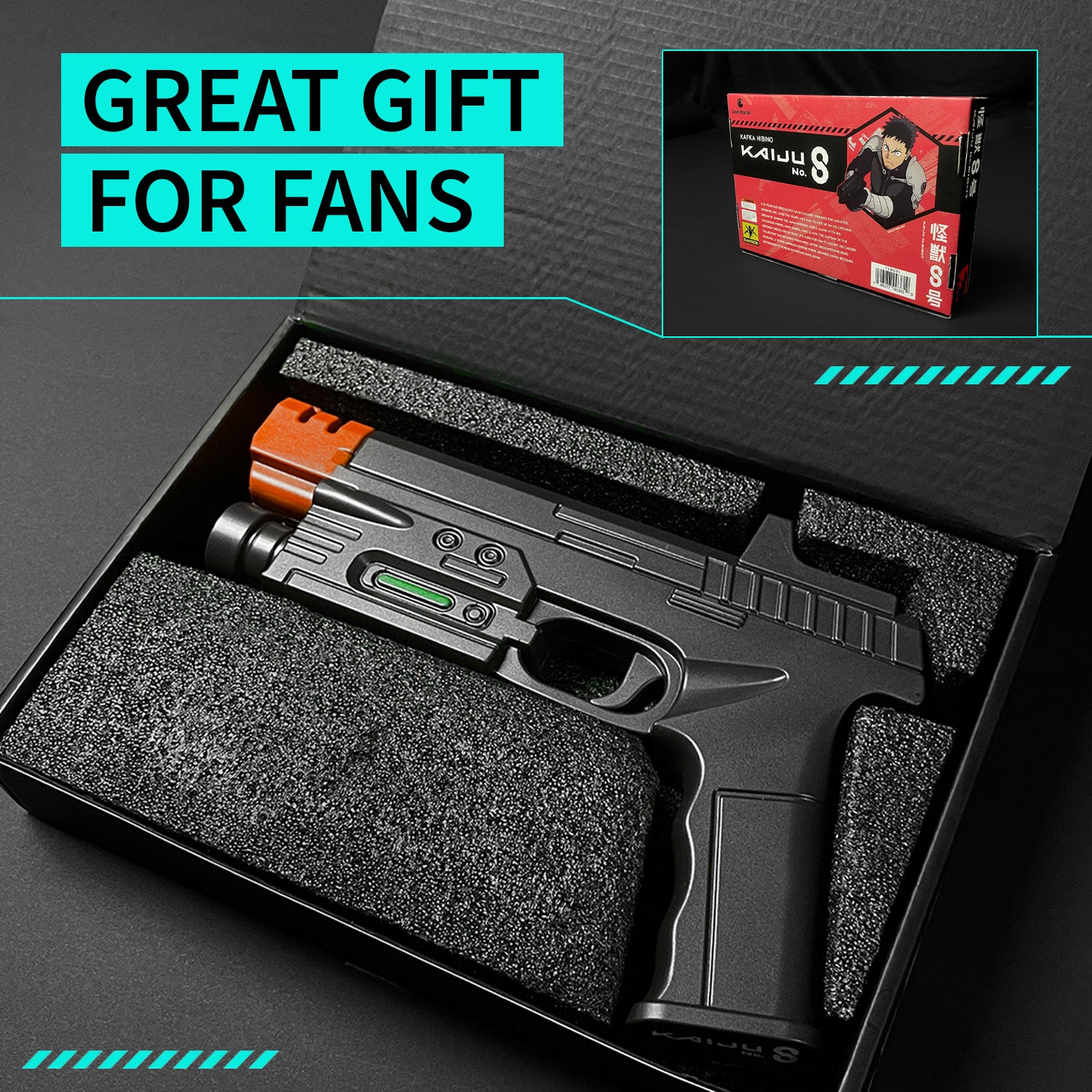 Officially Licensed Kaiju No. 8 Defense Force Kafka's Foam Pistol in a Gift Box with Foam Padding
