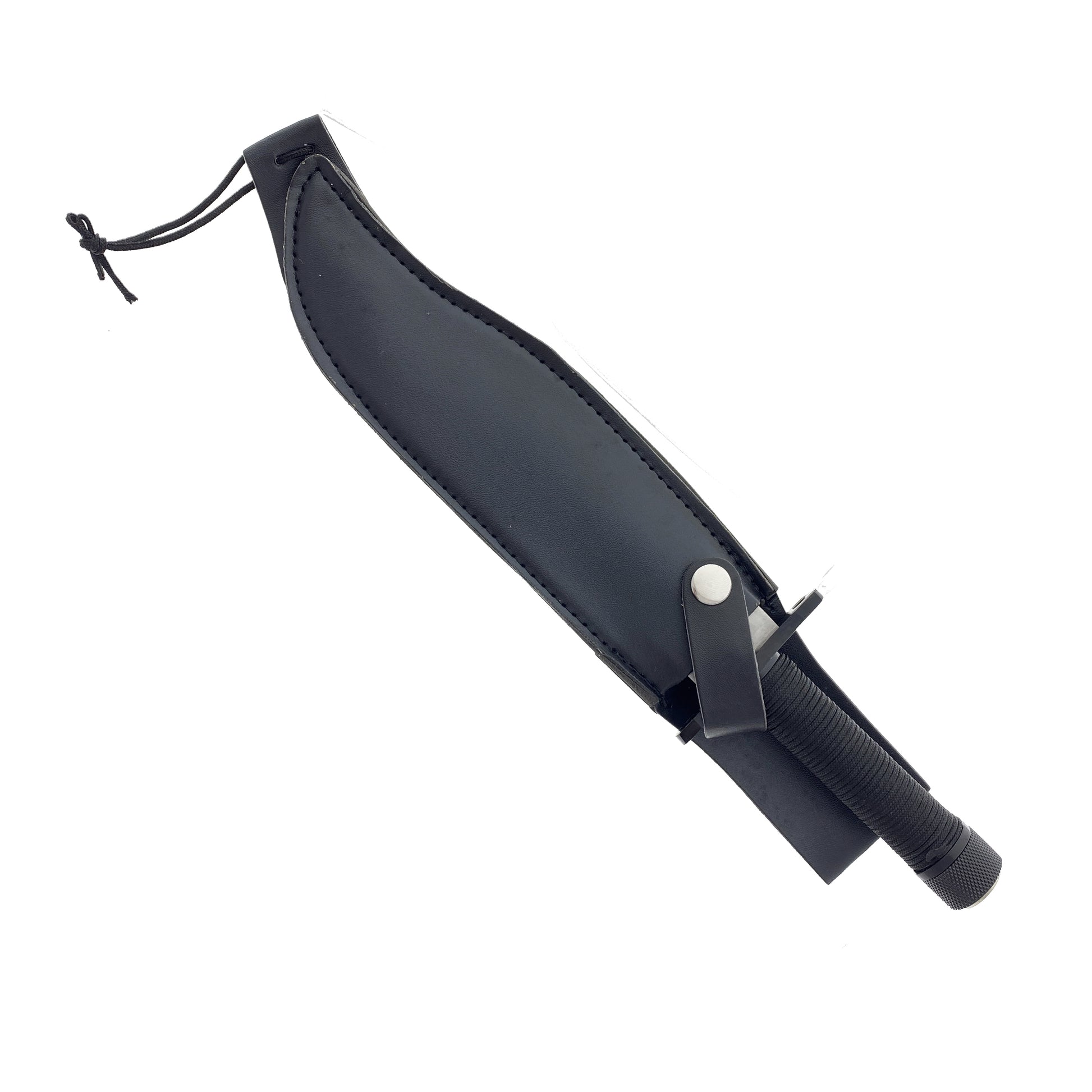 Outlander 15" Survival Hunting Knife with Firestarter and Compass in a sleek black sheath