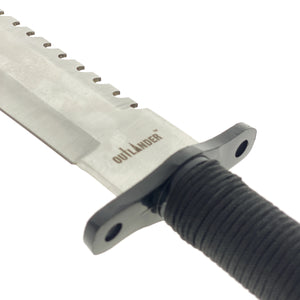 Outlander Survival Hunting Knife with Compass and Firestarter featuring a durable blade and textured grip