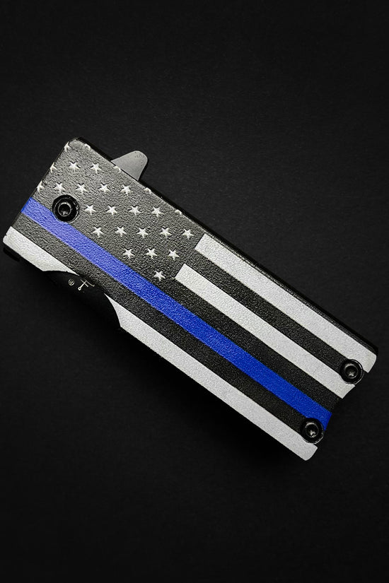 Guild Arms Police Flag Lighter Case Pocket Knife with Bold American Flag Design