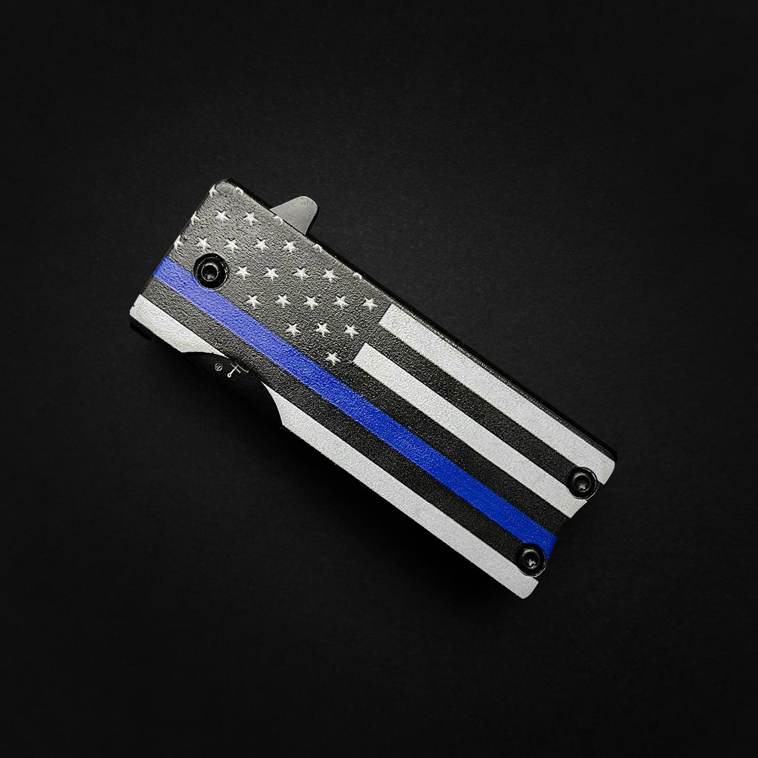 Guild Arms Police Flag Lighter Case Pocket Knife with Bold American Flag Design