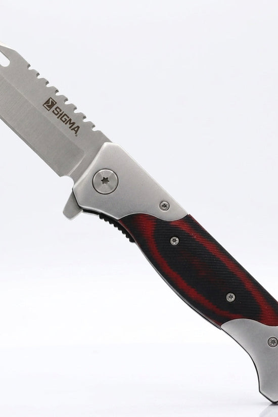 Sigma Red Ball Bearing Pocket Knife - Micarta Handle
