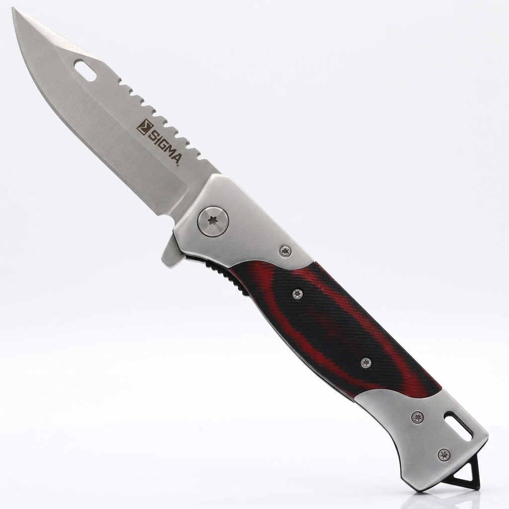 Sigma Red Ball Bearing Pocket Knife - Micarta Handle