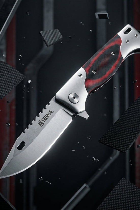 Sigma Red Ball Bearing Pocket Knife - Micarta Handle