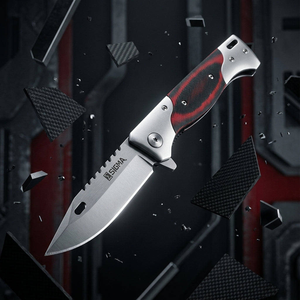 Sigma Red Ball Bearing Pocket Knife - Micarta Handle