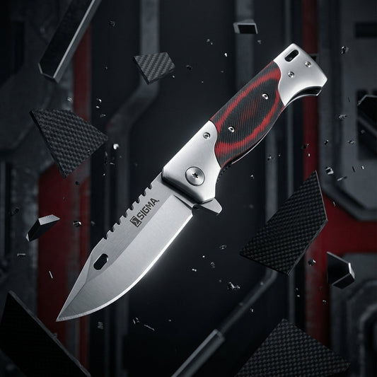 Sigma Red Ball Bearing Pocket Knife - Micarta Handle