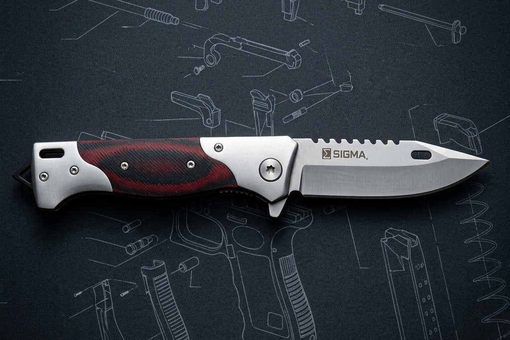 Sigma Red Ball Bearing Pocket Knife - Micarta Handle