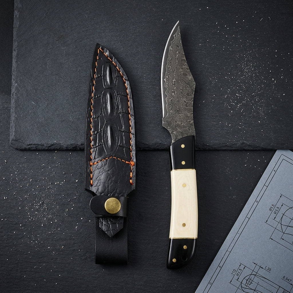 Rocky Mountain Damascus Hunting Knife - Micarta Handle