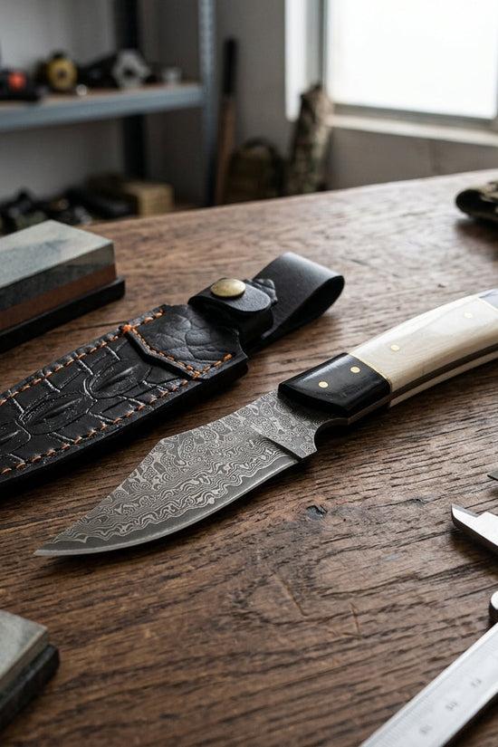Rocky Mountain Damascus Hunting Knife - Micarta Handle