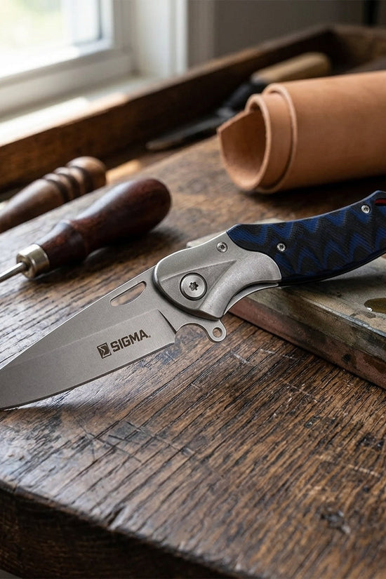 Sigma Curved Ball Bearing Pocket Knife - Inlaid Micarta