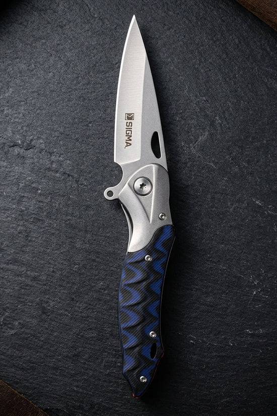 Sigma Curved Ball Bearing Pocket Knife - Inlaid Micarta