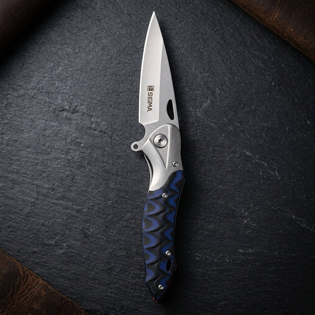 Sigma Curved Ball Bearing Pocket Knife - Inlaid Micarta