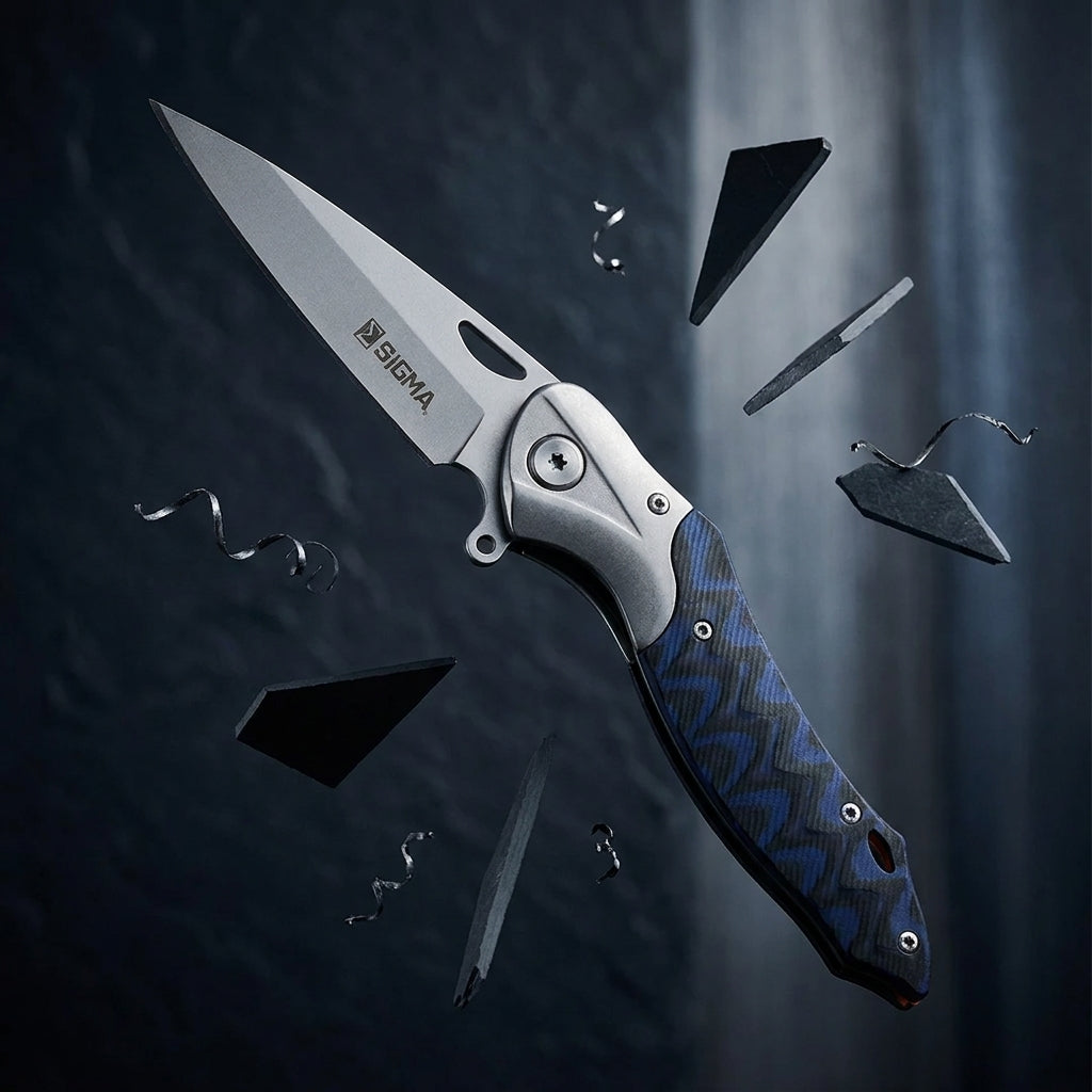 Sigma Curved Ball Bearing Pocket Knife - Inlaid Micarta
