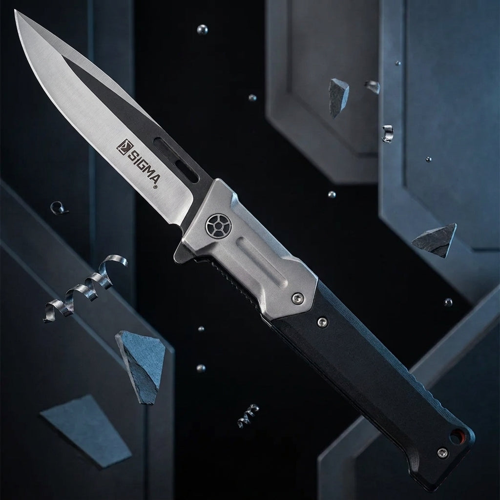 Sigma D2 Ball Bearing Pocket Knife - Black G10 Handle