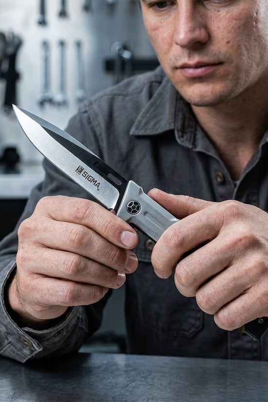 Sigma D2 Ball Bearing Pocket Knife - Black G10 Handle
