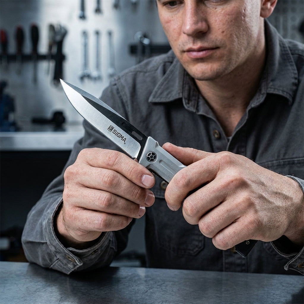 Sigma D2 Ball Bearing Pocket Knife - Black G10 Handle