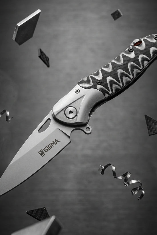Sigma Curved Ball Bearing Pocket Knife - Inlaid Micarta