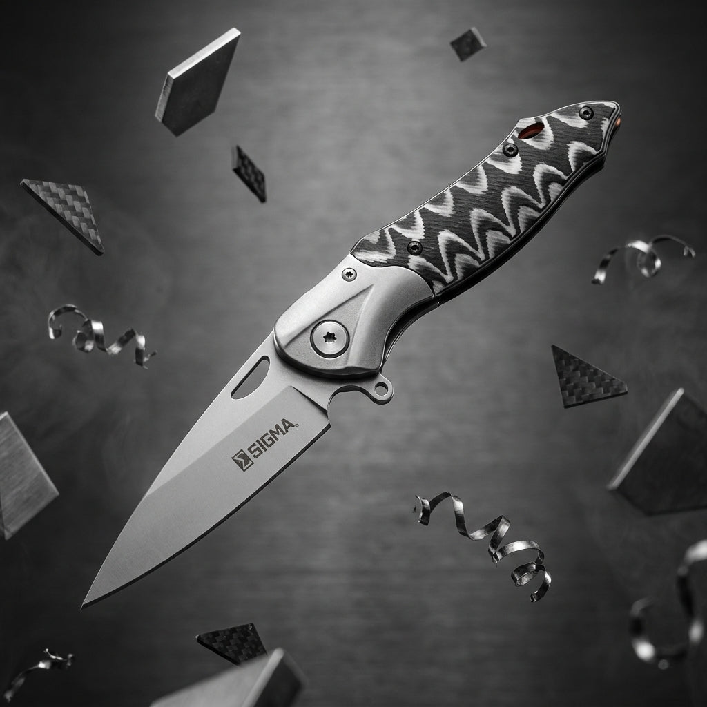 Sigma Curved Ball Bearing Pocket Knife - Inlaid Micarta
