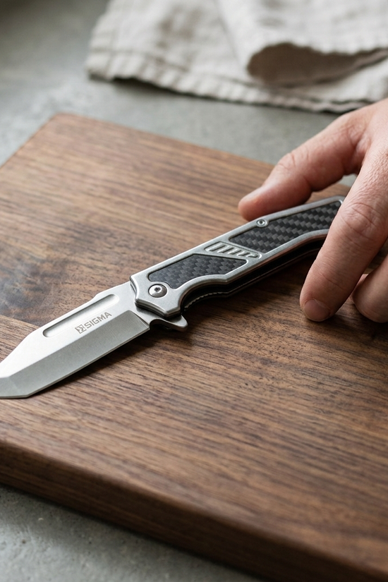 Sigma Ball Bearing Flipper Knife with Carbon-Fiber Inlay