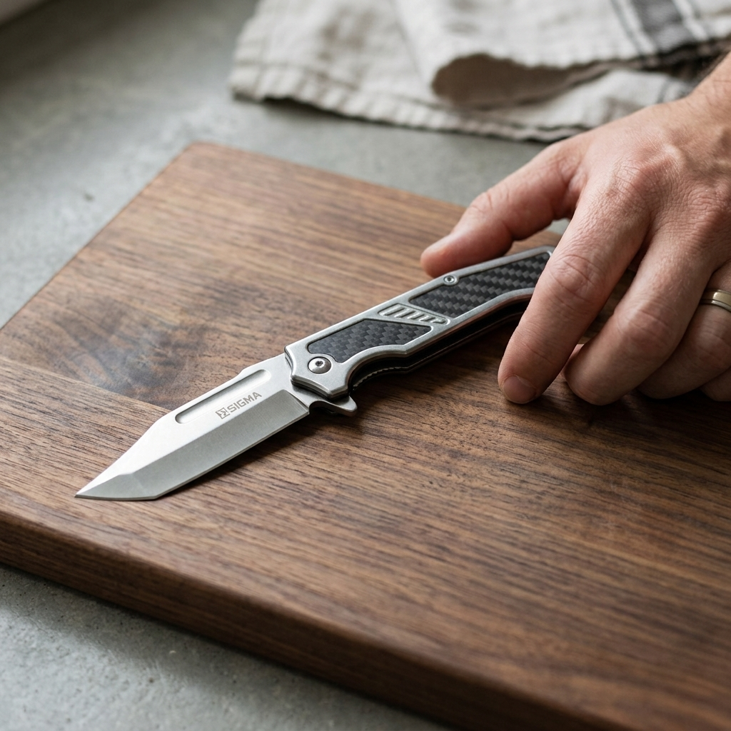 Sigma Ball Bearing Flipper Knife with Carbon-Fiber Inlay