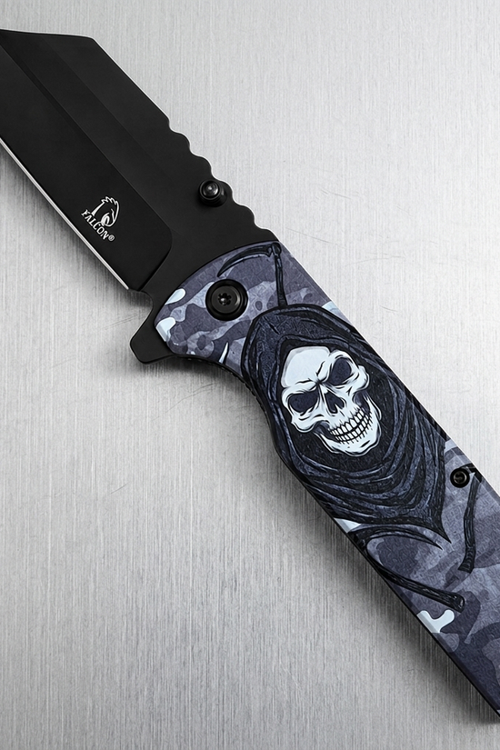Spring-Assisted Folding Knife with Grim Reaper Handle | KS1315GR-2