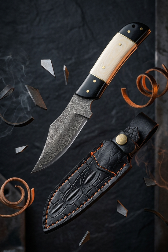 Rocky Mountain Damascus Hunting Knife - Micarta Handle