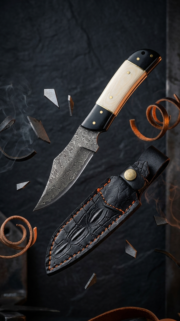 Rocky Mountain Damascus Hunting Knife - Micarta Handle