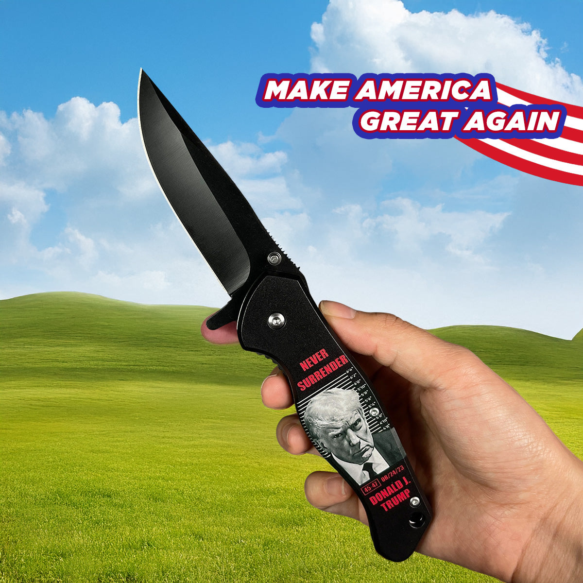 President Trump Knife - Never Give Up Pocket Knife