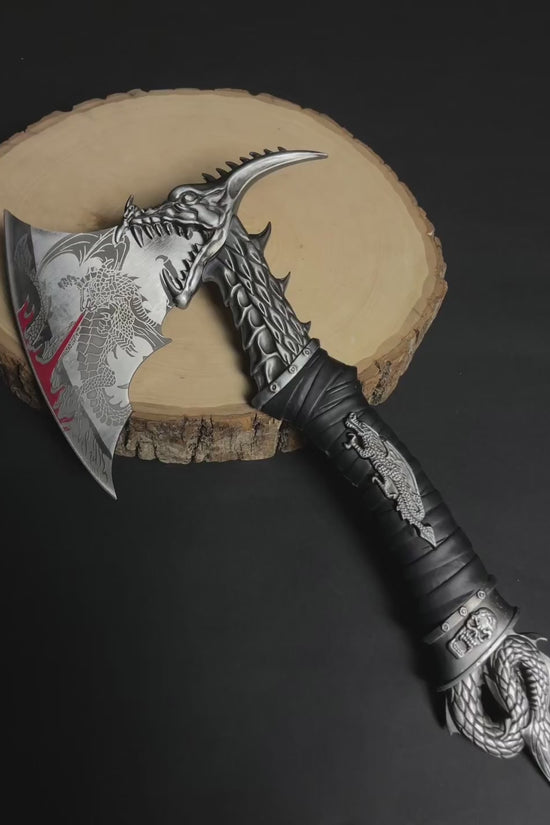 14" Stainless Steel Fire Dragon Axe with stand
