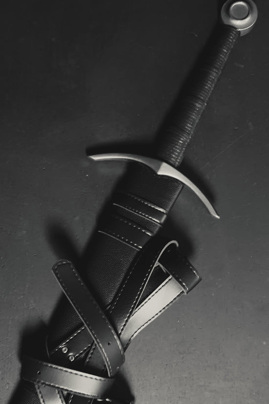 Knight's Collection Hand-Forged 1060 High-Carbon Steel Medieval Bastard Sword with Leather-Wrapped Grip & Scabbard