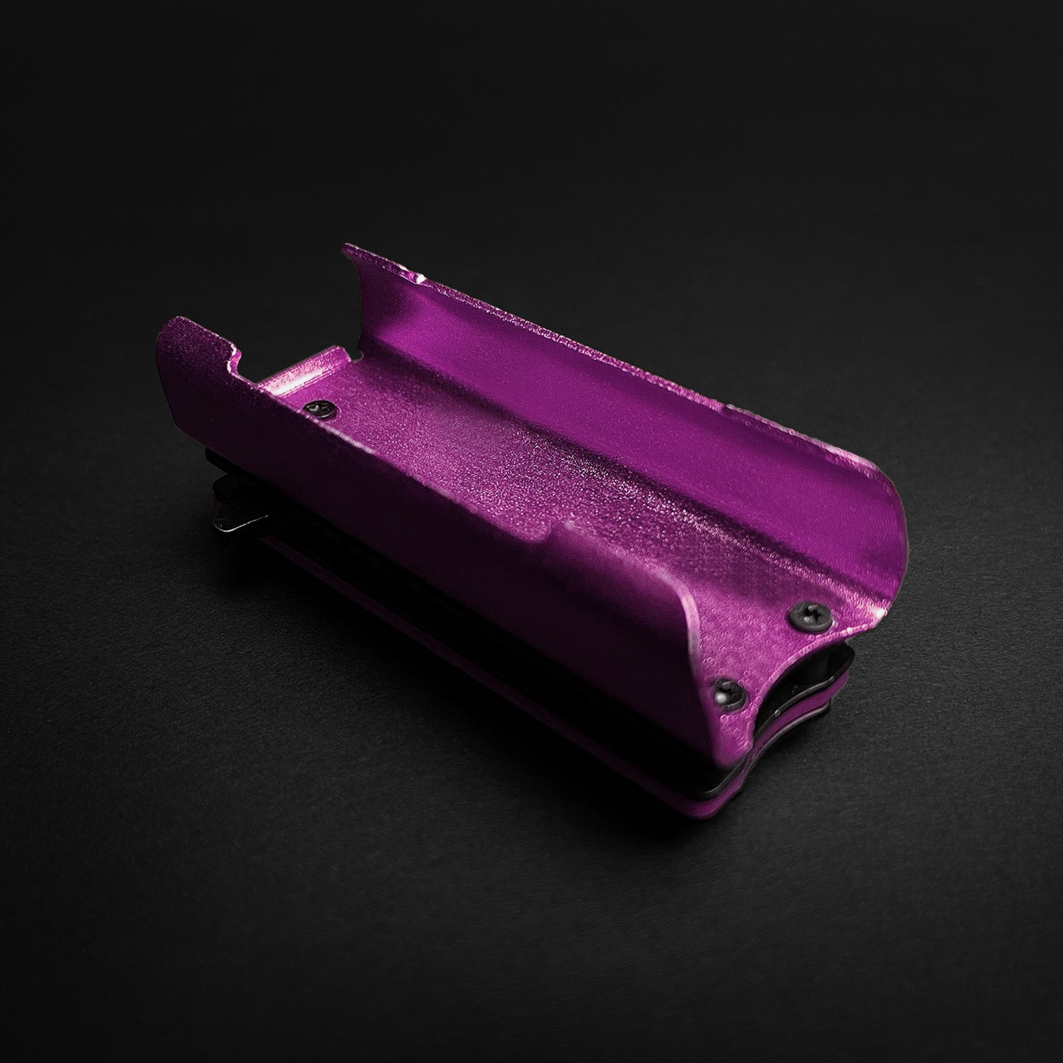 Guild Arms purple knife lighter holder case with secure screws on black background