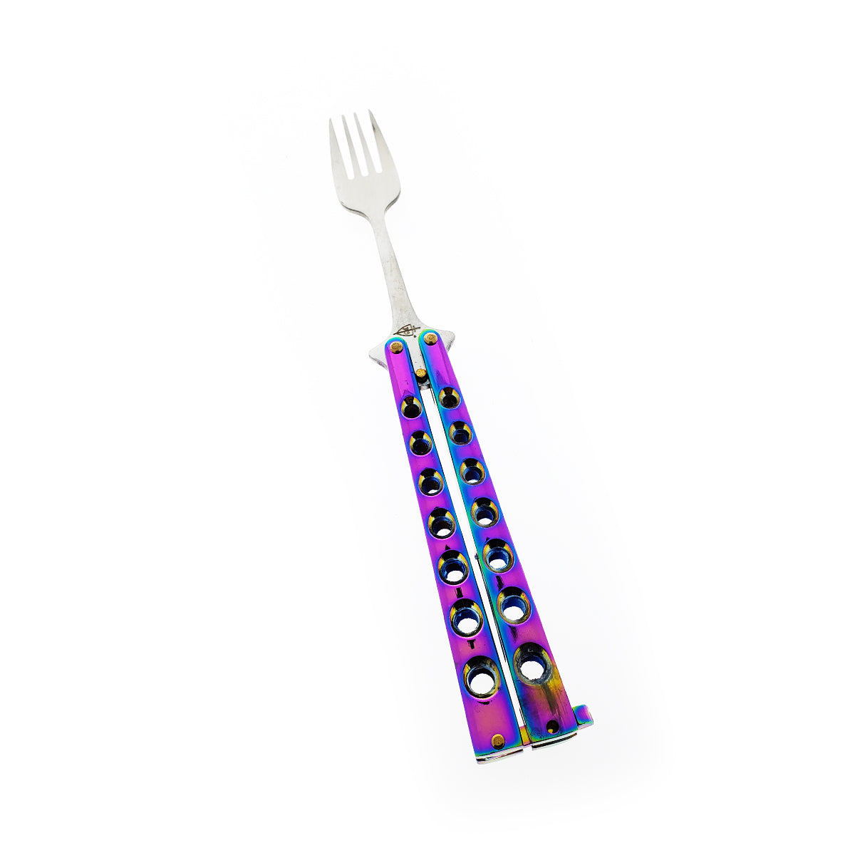 Guild Arms Rainbow Butterfly Fork Knife Trainer with Colorful Design for Practice and Skill Development