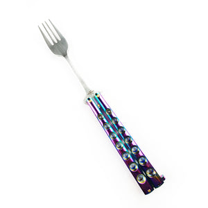 Guild Arms Rainbow Butterfly Fork Trainer for practicing butterfly knife skills safely