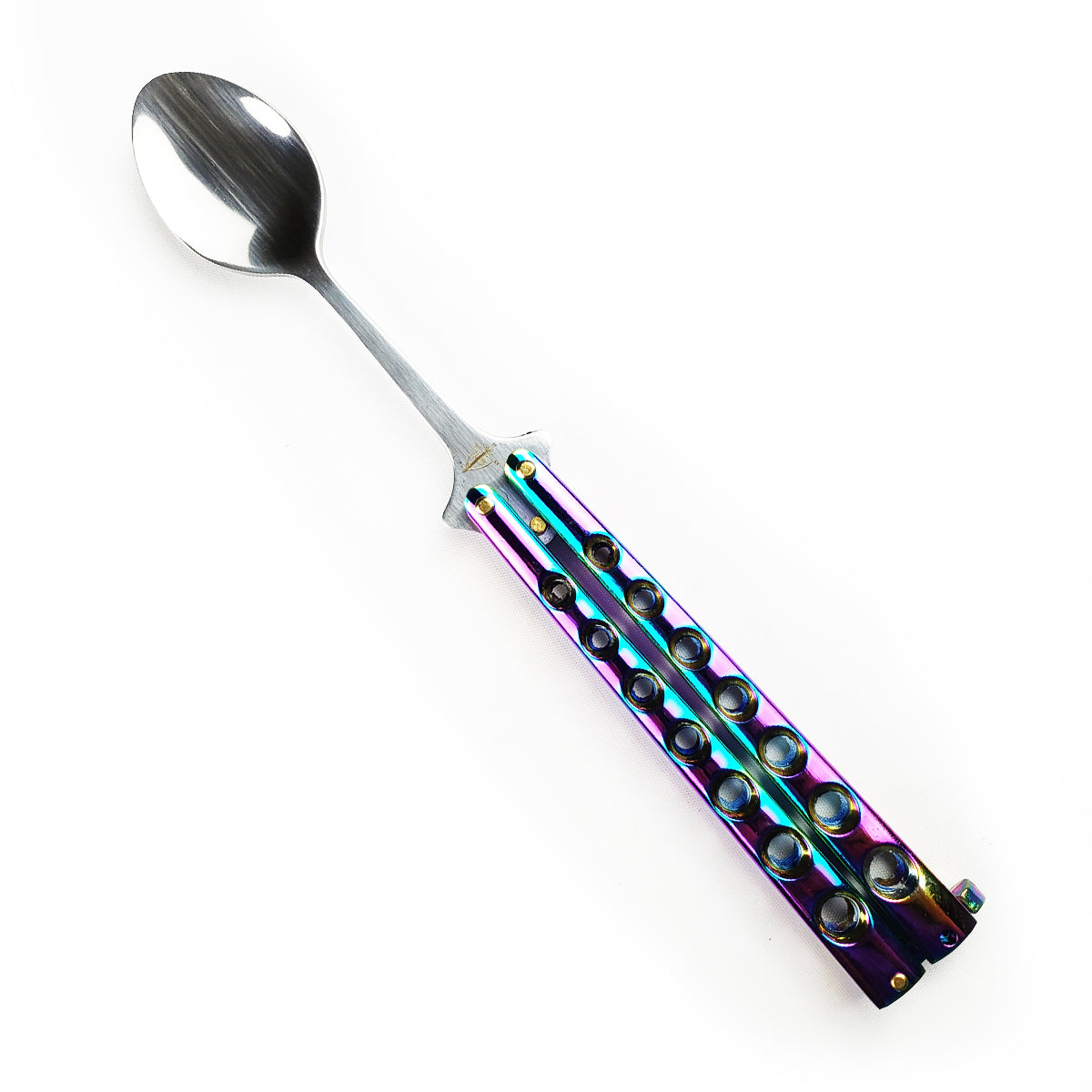 Guild Arms Rainbow Butterfly Spoon Trainer with vibrant colors and a smooth stainless steel spoon