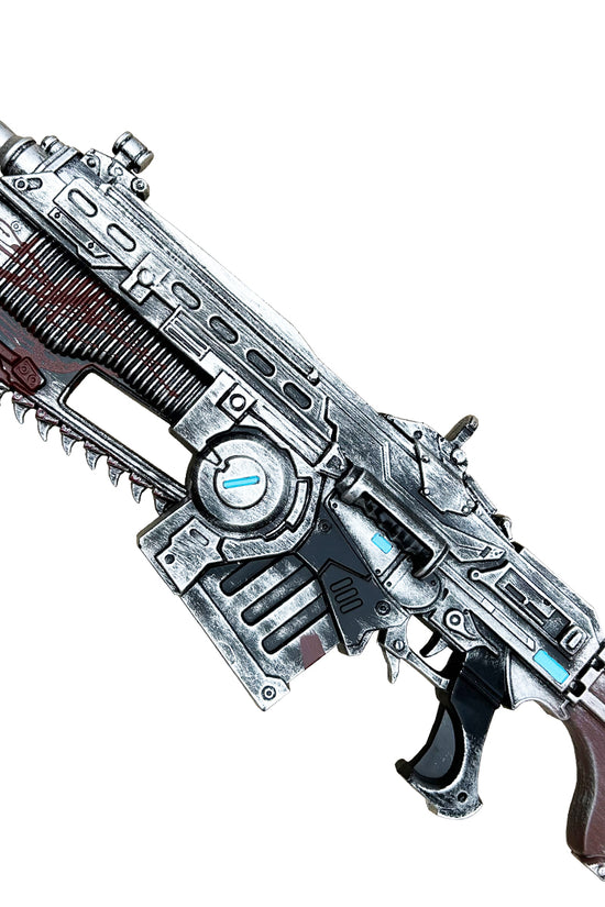Otaku Gear realistic foam chainsaw gun for cosplay with detailed design and metallic finish