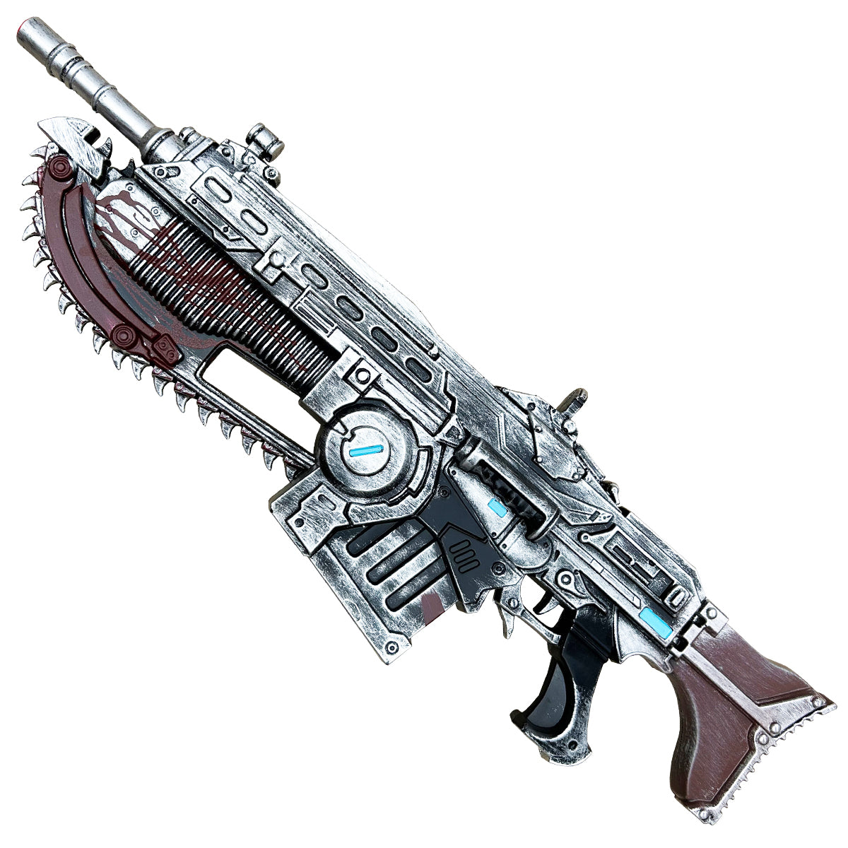 Otaku Gear realistic foam chainsaw gun for cosplay with detailed design and metallic finish